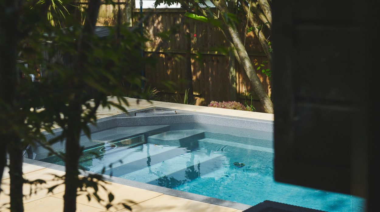 Shallow steps into a pool