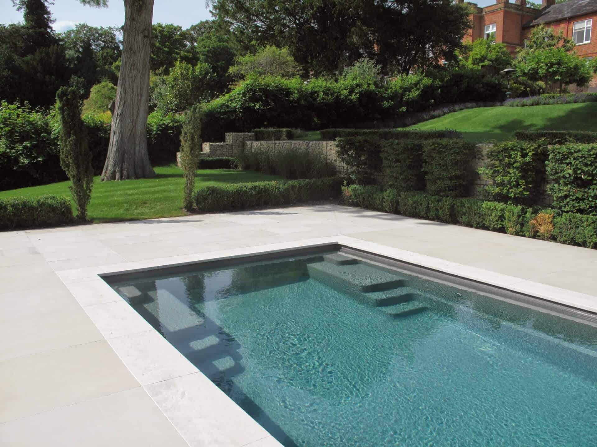 Pool with Steps in Garden