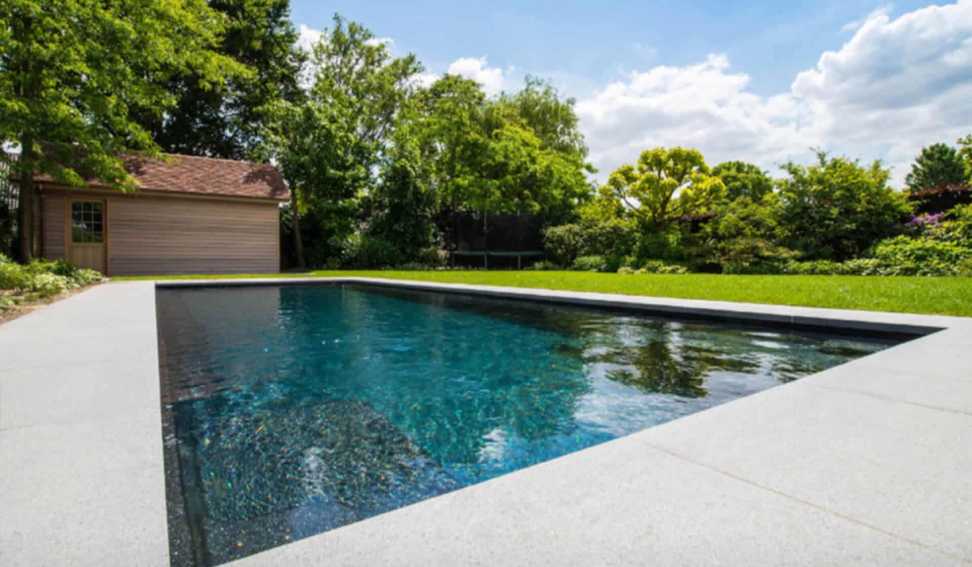 Large shot of an outdoor, natural pool