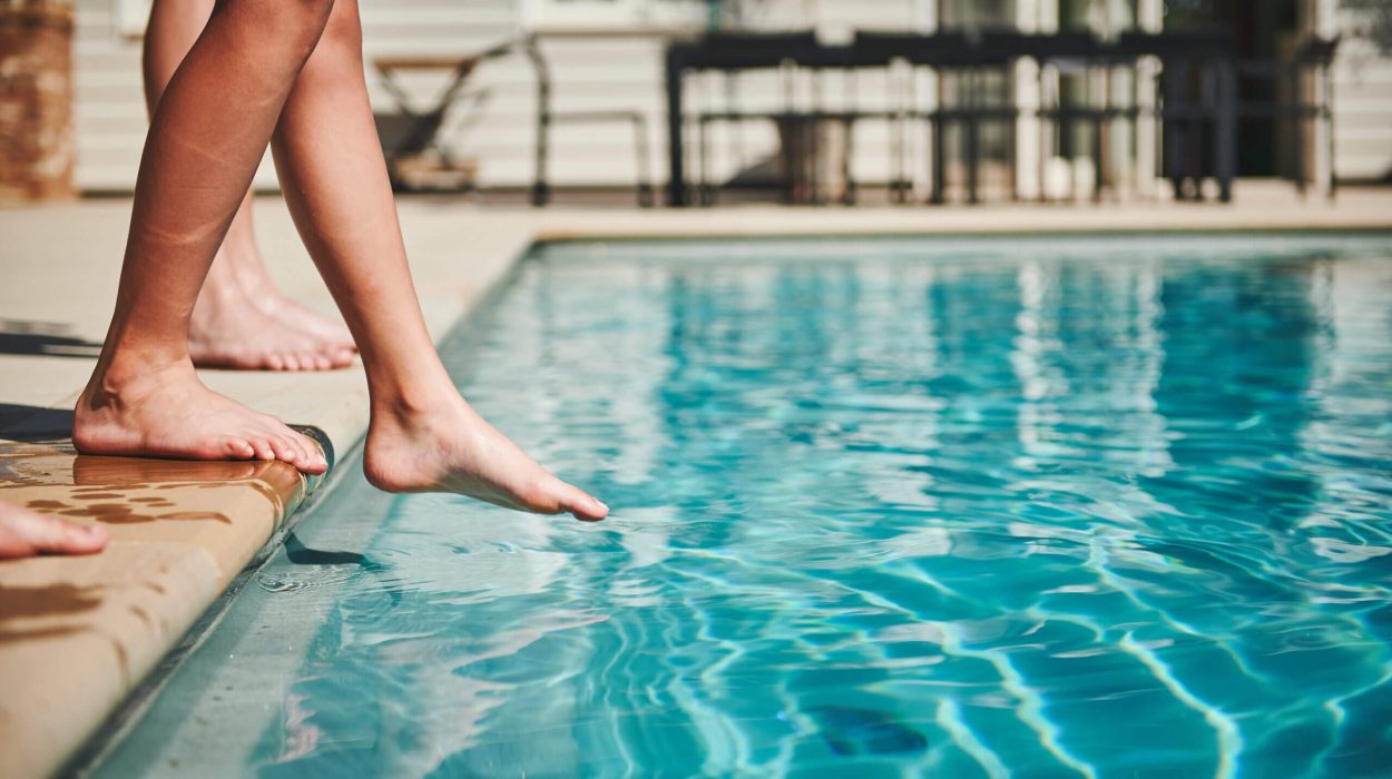 Dipping feet in the crystal clear pool